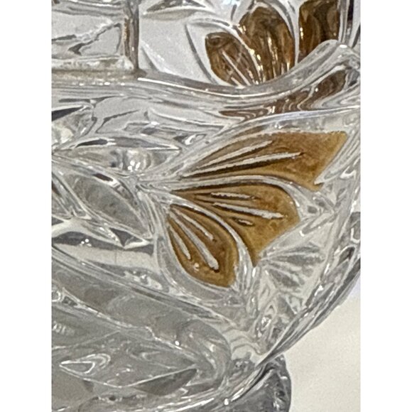 Anna Hütte Lead Crystal Bleikristall Basket Handle Gilt Accents Made in Germany - Picture 4 of 7